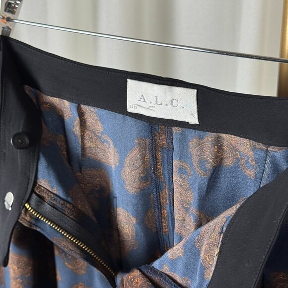 A.L.C. 100% Silk Paisley Trousers sz 8 - Picture 4 of 13
